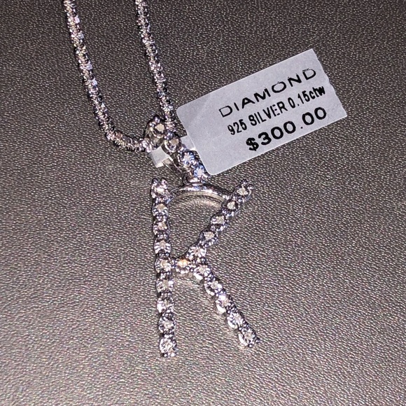 Stunning real diamond initial pendant w /beautiful Turkish chain not CZ not fake - Picture 5 of 9